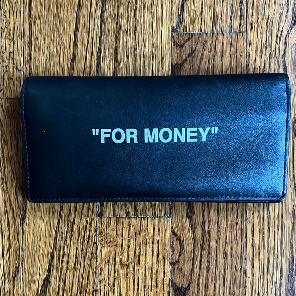 Off-White (Virgil Abloh) Black Leather Wallet with White Print